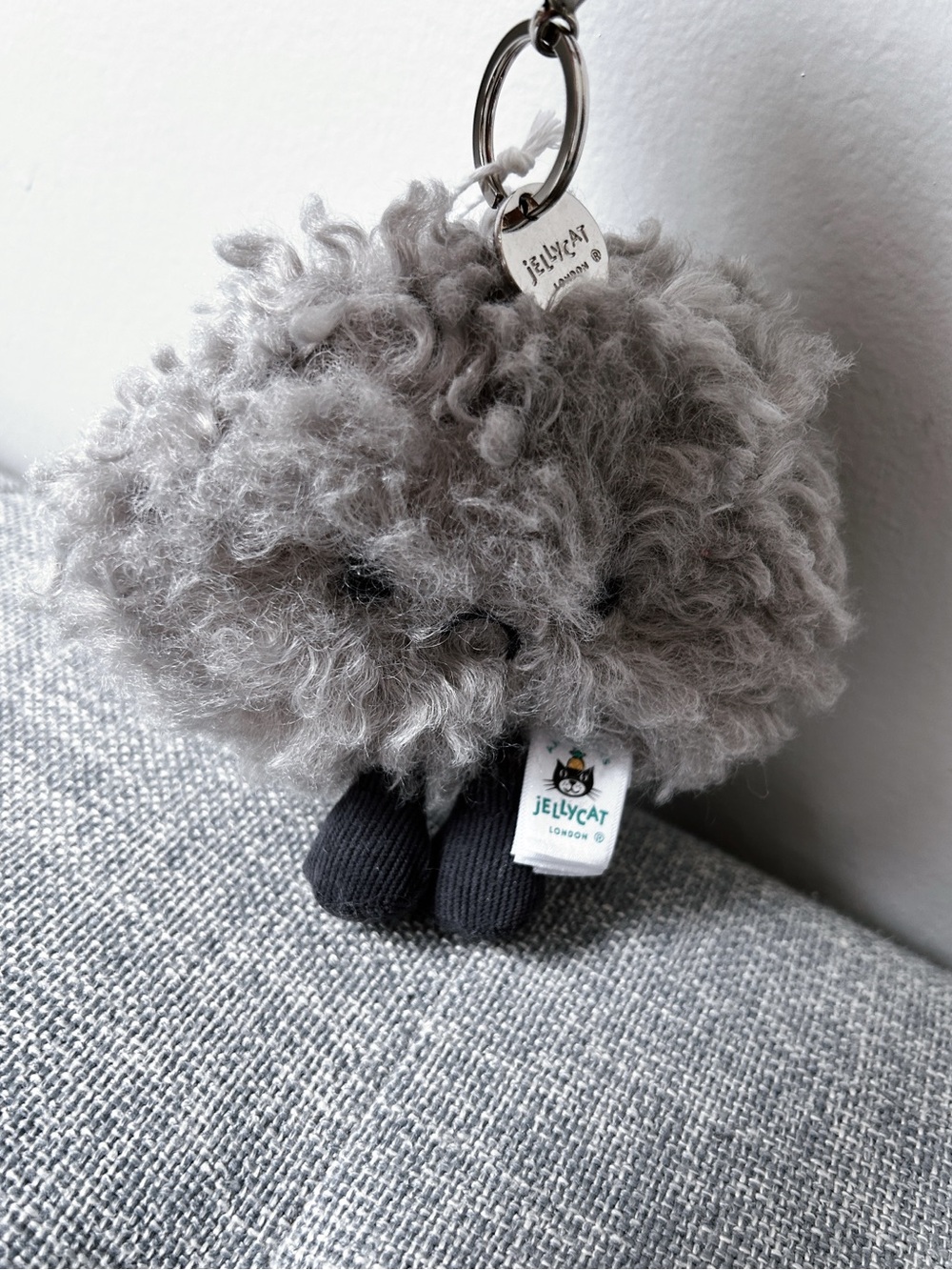 Jellycat Gray Fluffy Pom Keyring-Brand New with a dust bag